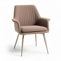 Speisezimmerstuhl aus Stoff in nacktem beige mit Metallbeinen 60 x 60 x 80cm