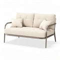 Zweisitzer sofa aus beige textil und metallgestell 150 x 75 x 80cm
