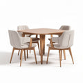 Esstisch aus Holz mit vier Stühlen in beige Stoff 120 x 120 x 75cm