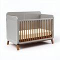 Kinderbett aus Holz und MDF grau mit Lattenrost 120 x 60 x 90cm