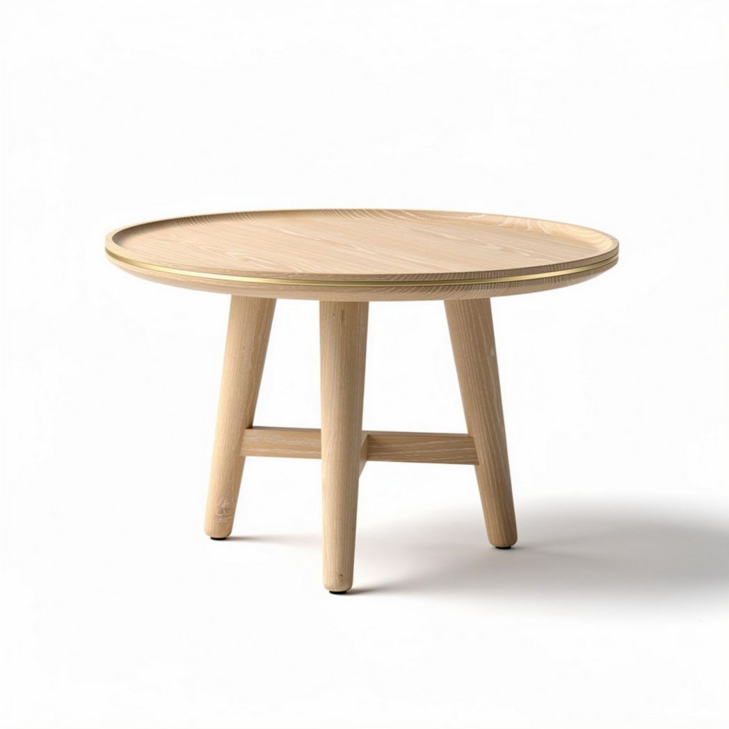 Runder holztisch mit massiven beinen 60 x 60 x 45cm naturfarben