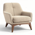 Sessel aus hochwertigem textil in beige mit massivem holzgestell 80 x 80 x 85cm