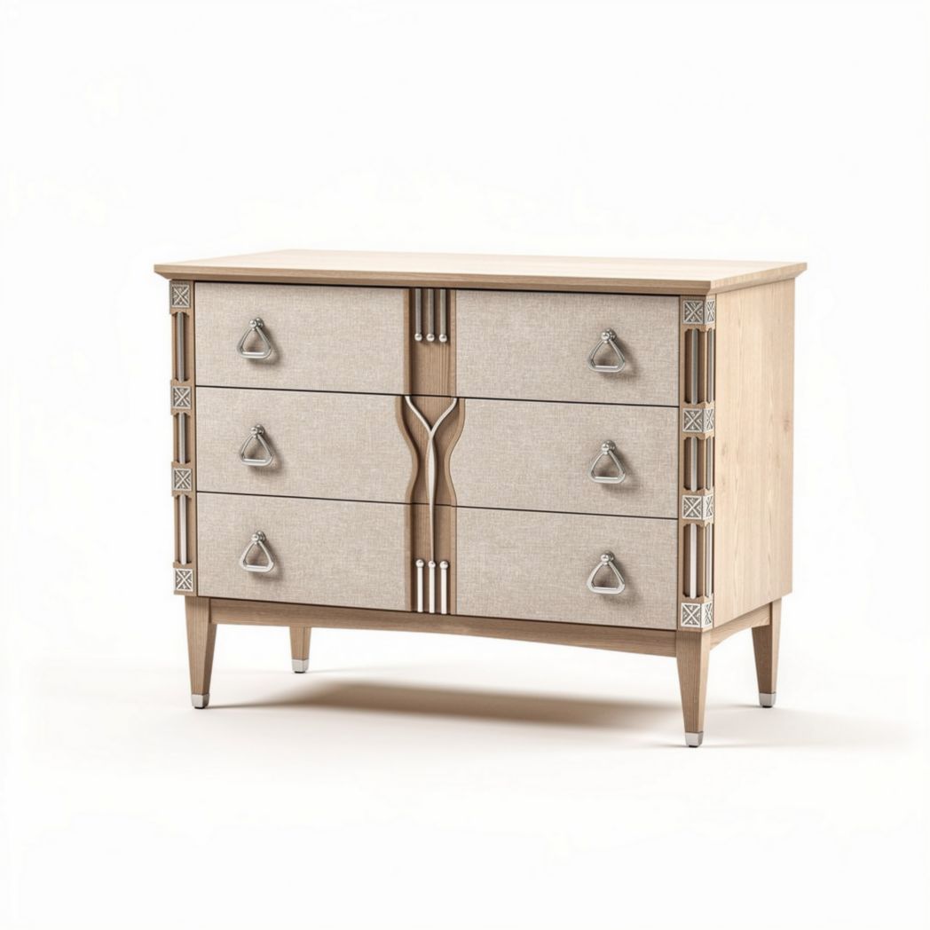 Kommode aus Holz mit vier Schubladen in beige und braun 80 x 40 x 75cm