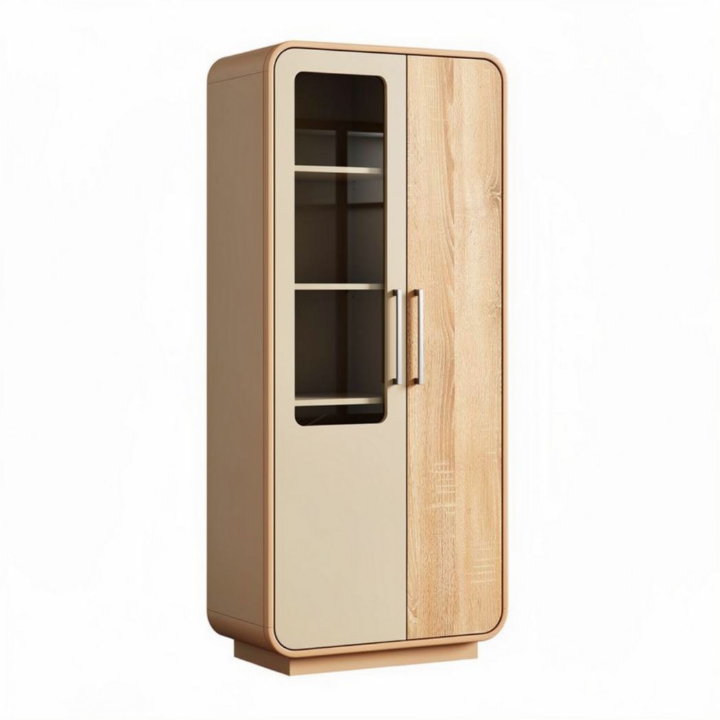 Hochschrank aus Holz mit glasgeschlossenen Fächern und Maßen 80 x 40 x 180cm