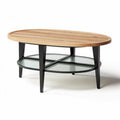 Kaffeetisch oval aus einem mix von holz und glas 100 x 60 x 40cm